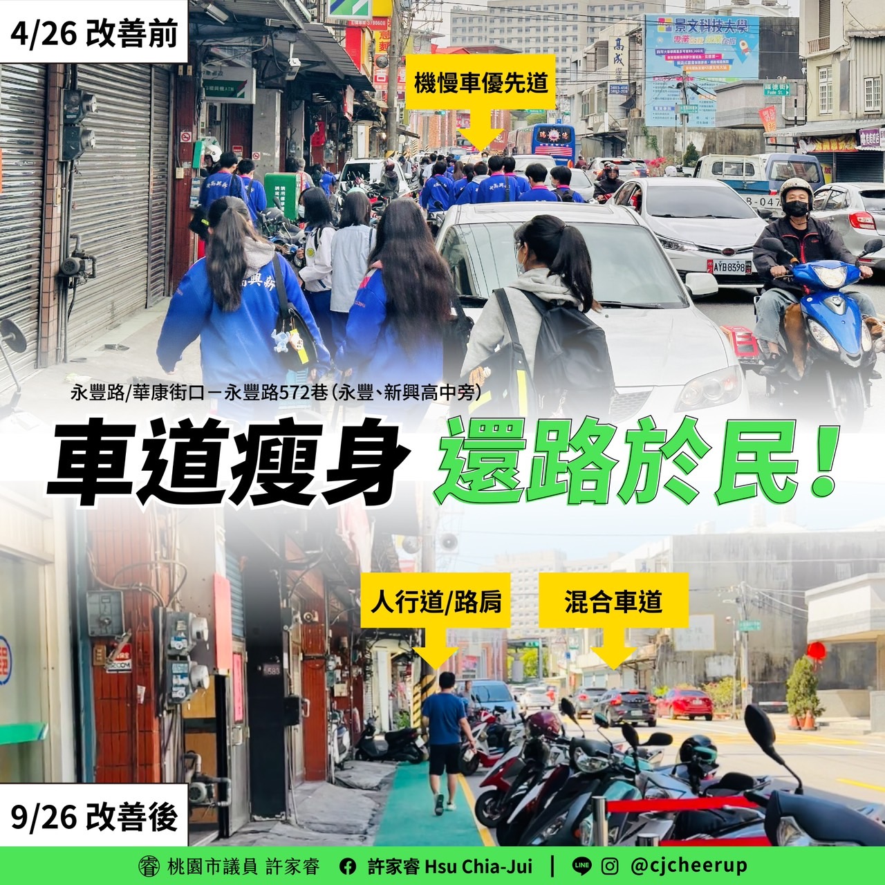 許家睿爭取八德這路段「車道瘦身」 籲市府加強推廣交通工程觀念 - 早安台灣新聞 | Morning Taiwan News